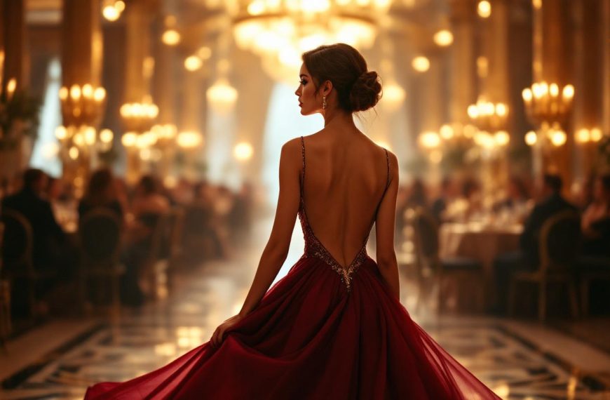 une-femme-portant-une-robe-elegante-sans-dos-dans-un-cadre-de-gala-entouree-de-decorations-luxueuses-sous-une-lumiere-doree-douce